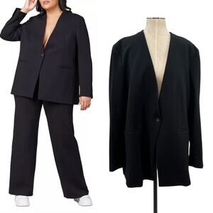 Spanx Perfect Collarless Blazer Jacket Ponte Knit Black Plus Size 2X